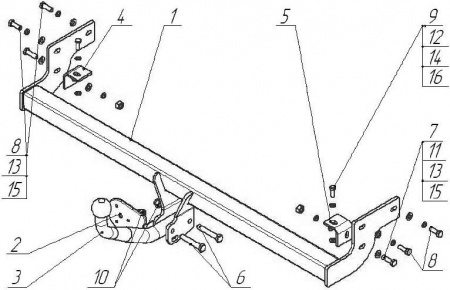 Фаркоп HY 20 для HYUNDAI Elantra 2007-2012, Автос, нагрузка 750/50 кг. С подрезкой бампера от магазина ФаркопРос